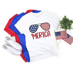 Merica Shirt, 4th of July Shirt, 4th of July, Merica Glasses Shirt, 4th of July Glasses Shirt, Merica Unisex Shirt, Meri
