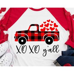 Valentines Day Svg, XO XO Svg, Buffalo Plaid Truck Svg, Kids Valentines Shirt, Hugs & Kisses, Love Sign Svg Cut File for
