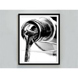 Wine Pouring Into Glass Poster, Bar Cart Print, Black and White, Cocktail Wall Art, Alcohol Poster, Home Bar Wall Decor,