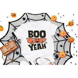 Boo Yeah Skateboard Shirt, Funny Halloween Shirt, Halloween Shirt, Fall Shirt, Skateboard Pumpkin Shirt, Halloween T-shi