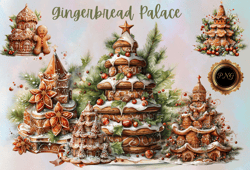 Christmas Gingerbread Palace PNG,Christmas Tree clipart Sublimation