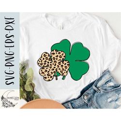 Leopard Shamrock SVG design - St Patricks shirt SVG file for Cricut - Clover SVG - Lucky shirt - Digital Download