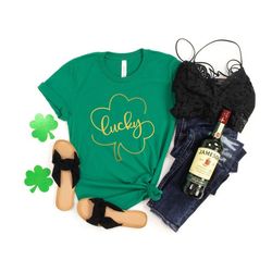 Lucky St. Patrick's Day Shirt, Lucky Clover Shirt, St. Patricks Day Shirt, Shamrock Lucky Shirt, Four Leaf Clover, Shamr