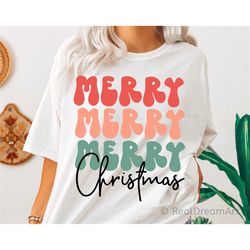 Retro Christmas Svg, Merry Christmas Svg, Christmas Svg, Boho Christmas Svg, Merry And Bright Shirt Svg Cut Files for Cr