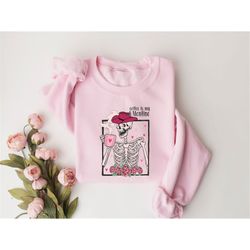 Skeleton Coffee Valentines Sweatshirt, Retro Valentine's Day Sweatshirt, Retro Valentine's Skeleton shirt, Coffee Lovers