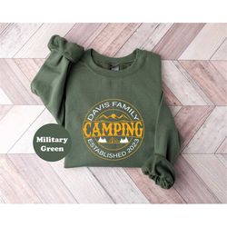 Custom Family Name Camping Shirt, Personalized Established Year Camp Tshirt, Cute Camping Pine Trees Sweatshirt, Family