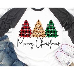 Merry Christmas Svg, 3 Christmas Trees Svg, Christmas Sign Svg, Buffalo Plaid Svg, Leopard Print Shirt Svg Cut Files for
