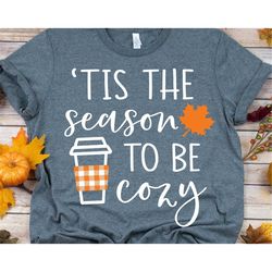 Fall Svg, Tis the Season to Be Cozy Svg, Funny Fall Shirt, Buffalo Plaid Svg, Thanksgiving, Pumpkin Patch Svg Cut Files