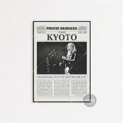 phoebe bridgers retro newspaper print, kyoto poster, motion kyoto print, phoebe bridgers poster, punisher poster, home d