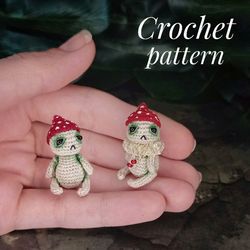 PDF crochet pattern mushroom doll. Crochet miniature pattern. Little mushroom toy pattern. DIY cute toy. Tutorial