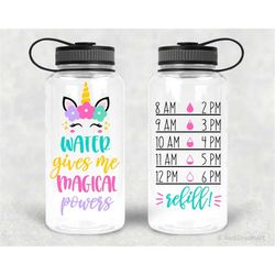 Unicorn Water Tracker Svg, Water Bottle Svg, Funny Svg, Tumbler Svg, Water Gives Me Magical Powers Svg Cut Files for Cri