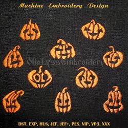 Mini Halloween pumpkin machine embroidery designs