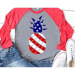 American Pineapple Svg, 4th of July Svg, July Fourth Svg, Patriotic Pineapple Shirt Svg, US Flag Svg Cut Files for Cricu