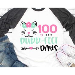 100 Days of School Svg, Girl 100th Day of School, Kitty Face, Kitten Svg, Funny Svg, Baby Girl 100 Days Shirt Svg File f