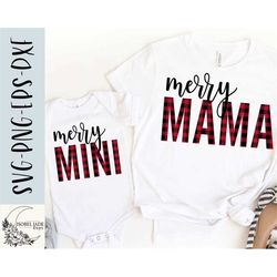 Mama Mini Christmas set SVG design - Merry Mama SVG file for Cricut - Mommy and Me Christmas SVG - Digital Download