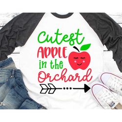 Cutest Apple in the Orchard Svg, Baby Girl Svg, Fall Kids Shirt Svg, Toddler Svg Cut Files for Cricut, Png, Dxf