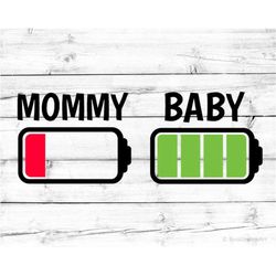 Mommy and Baby Matching Family Svg Mommy & Me Svg Battery Low Svg Mother Son Svg Mom Daughter Shirts Svg Files for Cricu