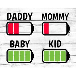 Matching Family Svg Mommy and Me Daddy & Me Svg Battery Low Svg Mother Father Son Matching Shirts Svg File for Cricut Si