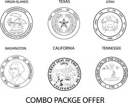 THE GREAT SEAL OF THE STATE OF combo package offer vector file 6 Black white vector outline or line art file