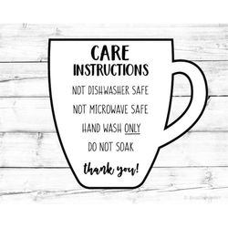 Mug Care Instructions Card Svg Cup Care Card Svg Digital Care Card Svg Mug Care Print Png Mug Care Label Svg for Cricut