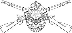 Alaska State Troopers Badge with Crossed Rifles vector file Black white vector outline or line art file