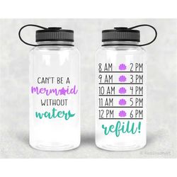 Cant Be a Mermaid without Water Svg Water Tracker Svg Water Bottle Svg Funny Workout Fitness Svg for Cricut Svg for Silh