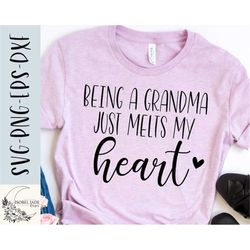Being a Grandma Just melts my heart SVG design - Mother's Day SVG file for Cricut - Grandma heart SVG - Digital Download