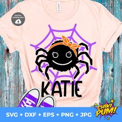 Girl Spider Svg, Cute Spider with Bow Svg, Halloween Girl Svg, Girls Monogram Svg,Fall shirt, Silhouette, Cricut, Spider