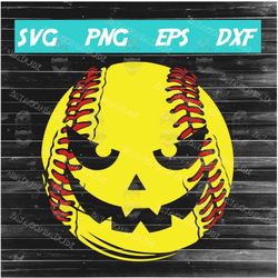 softball pumpkin svg, scary ball
