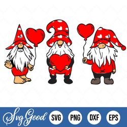 Gnomes Svg, Valentines Hearts Svg, Valentines Day, Heart, Three Gnomes, Silhouette, Cricut Cut File, Digital Download
