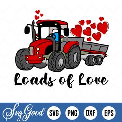 Loads Of Love Blue Tractor With Hearts Valentine Sublimation Transfer Design Ready To Press Heat Transfer Valentines Day