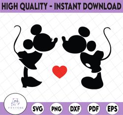 Kiss Mickey Minnie SVG, Minnie Mickey Kiss SVG , Mouse svg, Vinyl Cut ,Files,Love SVG, Mickey Svg,Love Svg, Silhouette,C