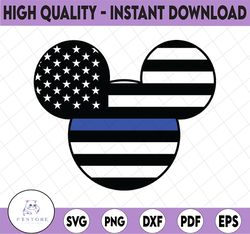 Cut File / Thin Blue Line Mickey Mouse / svg pdf png cutting files for silhouette or cricut