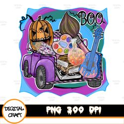 Halloween Truck PNG, Boo Sublimation, Halloween Sign Printable Sublimation Graphic, Truck full of Pumpkins Spiders, Bats