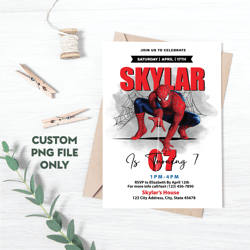 Personalized File Spiderman Invitation | Printable Birthday Party Invitation | Cake Topper | Digital Kids Party PNG File
