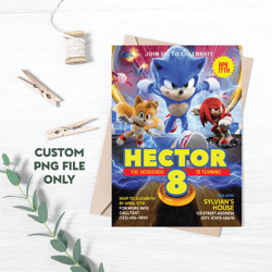 Personalized File Sonic the Hedgehog Birthday Invitation | Sonic Party Invitation | Sonic Party Invite | 5x7 |  PNG File
