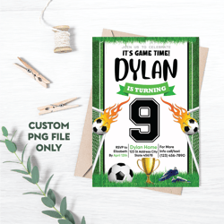 Personalized File Soccer Birthday Invitation, Soccer Party Invite, Invitation, Soccer Party Theme, Football PNG File
