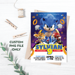 Personalized File Sonic Birthday Invitation | Sonic Invitation | Sonic Party Invite | Kids Party Invite |PNG File