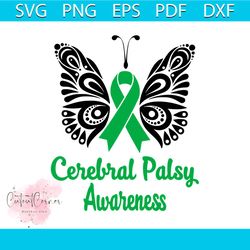 Cerebral Palsy Awareness Butterfly SVG, Awareness SVG, Cancer Svg