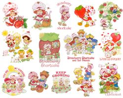 Vintage Strawberry Short cak Png bundle, Made In The 80s Png , Retro Strawb