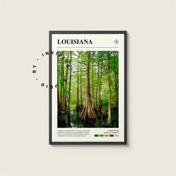 louisiana poster - united states - digital watercolor photo, painted travel print, framed travel photo, wall art, home d