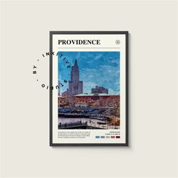 providence poster - rhode island - digital watercolor photo, painted travel print, framed travel photo, wall art, home d