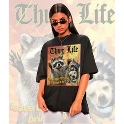 THUG LIFE Hug Life Meme Shirt -Raccoon Tanuki,Opossums Lover Shirt,Possums Shirt,Sad Opossums Meme,Eat Trash Possum Tee,