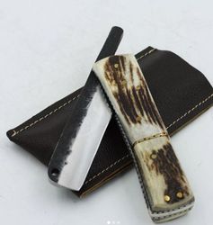 damascus folding razor , superior custom hand made folding razor knife , damascus pocket knife