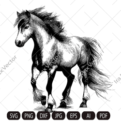Horse SVG , Horse detailed, Animal Face, Horse running, Cute Horse , Horse animal,Mustang horse ,Horse Vector Animal Ill