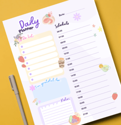 professional digital planner planner Daily planner goodness | Purple Pastel Minimal Cute Illustrated Daily Planner