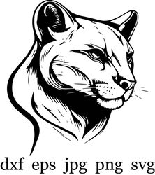 COUGAR HEAD SVG, Cougar Clipart,  Cougar Head Svg Cut File For Cricut,  Mountain Lion Svg, lioness print