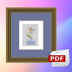 Chamomile Daisy Cross Stitch Pattern Flowers Camomile Digital Instant 2 Download PDF Needlepoint Home Decor Embroidery