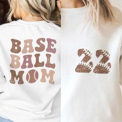 Baseball Mom SVG, Baseball Mom PNG, Retro, Wavy, Boho