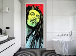 Bob Marley Graffiti Door Sticker, Vinyl Door Decor, Graffiti Peel & Stick, Door Removable wallpaper Front Door